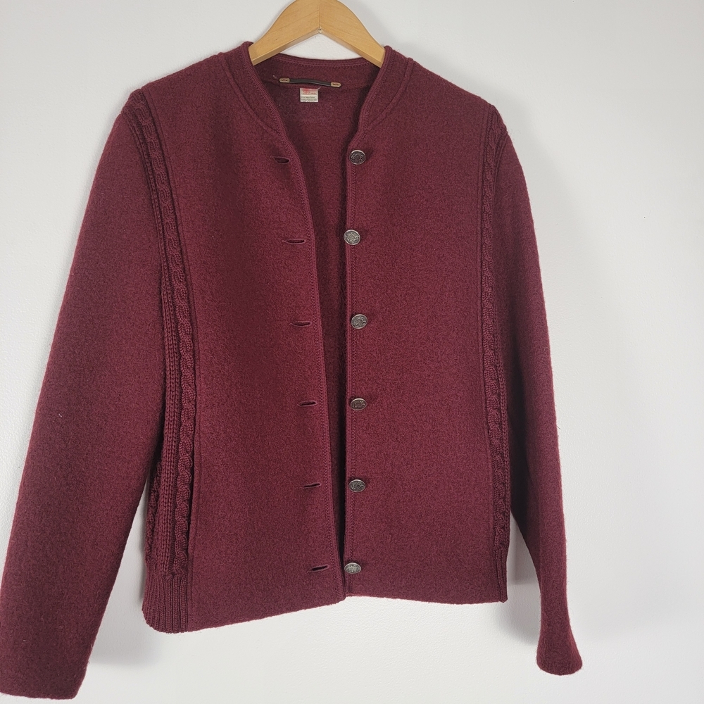 Vintage Euro Dark Burgundy Wool Jacket Sweater Cardigan 10